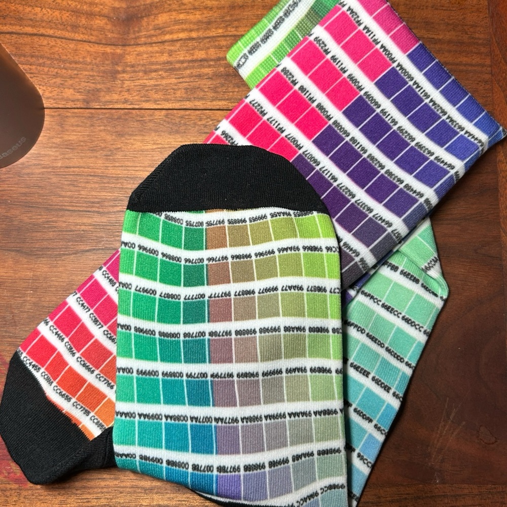 A rainbow for your feet! Pantone color chips knee socks Hand crafted OS -PMS